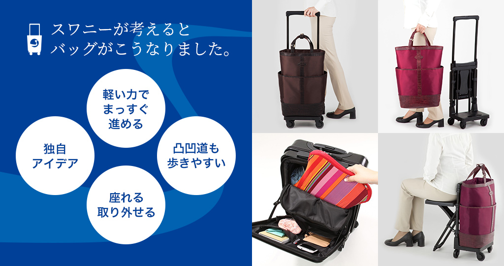 飛行機持ち込みも大丈夫ですスワニーキャリ―バッグ