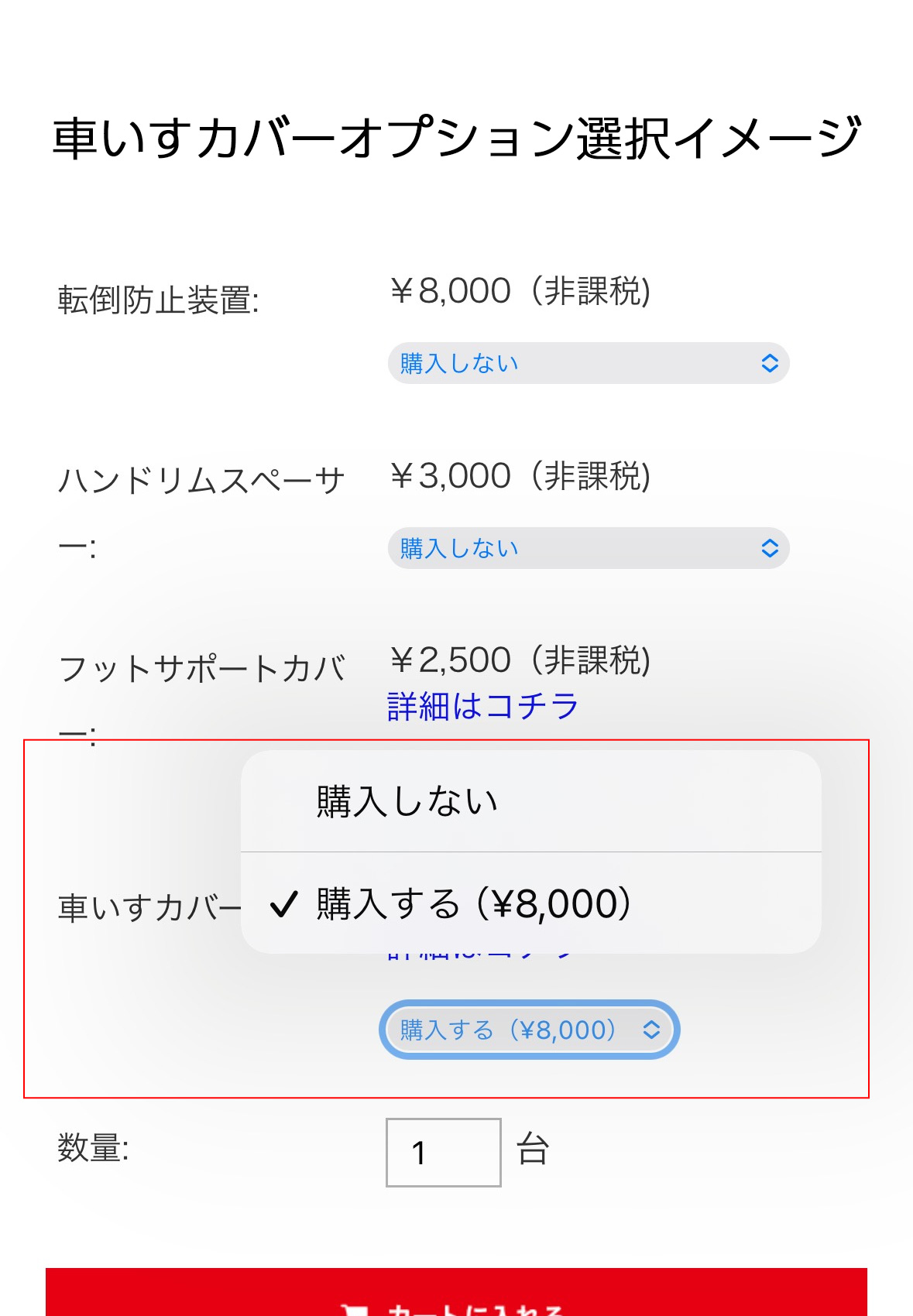 車いすカバーオプションイメージ